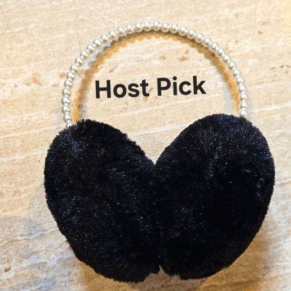 Accessories - Stylish Faux Pearl Accent Black Earmuffs
